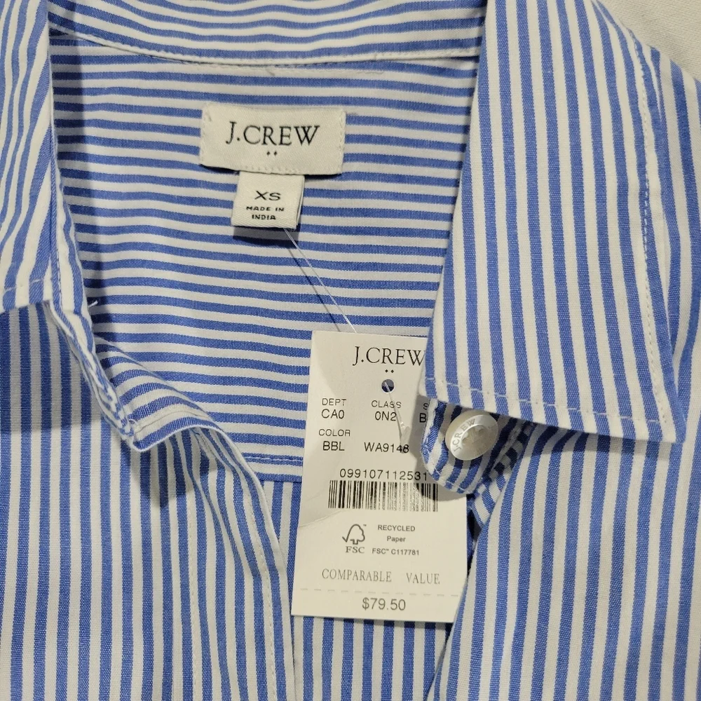 J Crew Factory Button-up cotton poplin shirt in signature fit BU009 NWT Sz XS - Picture 7 of 7